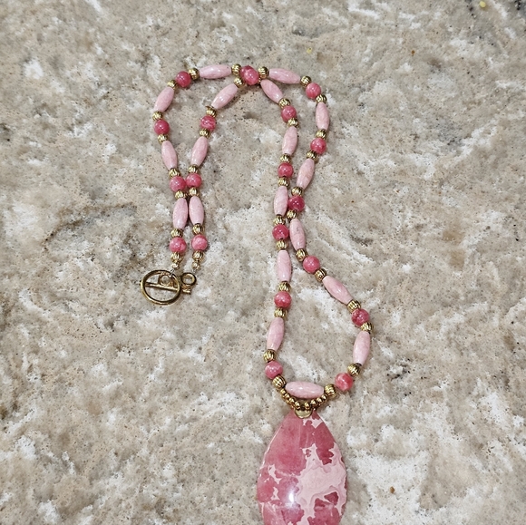 Pink and Green Gemstone and Glass Bead Artisan Necklaces Bundle Set - Picture 13 of 14